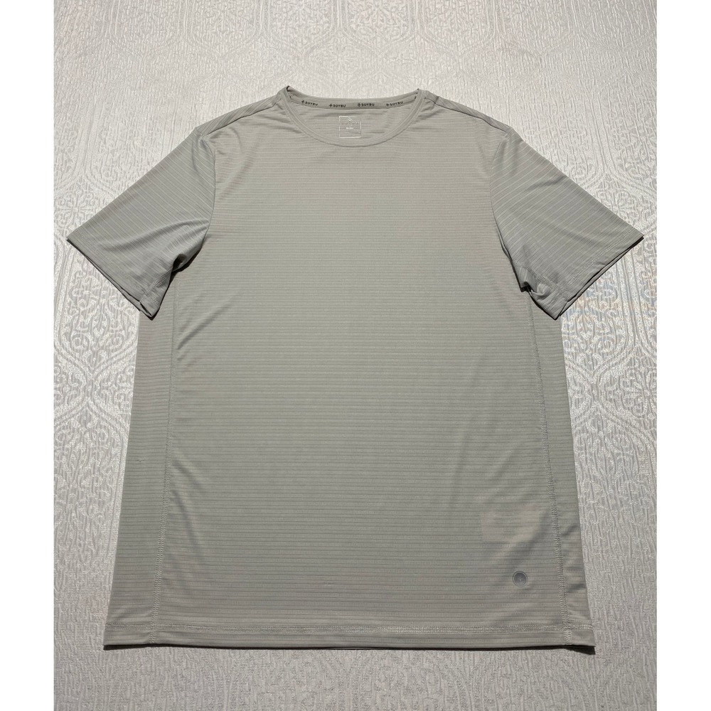 Soybu Mens Performance Short Sleeve T-Shirt Gray Striped Athletic Size M